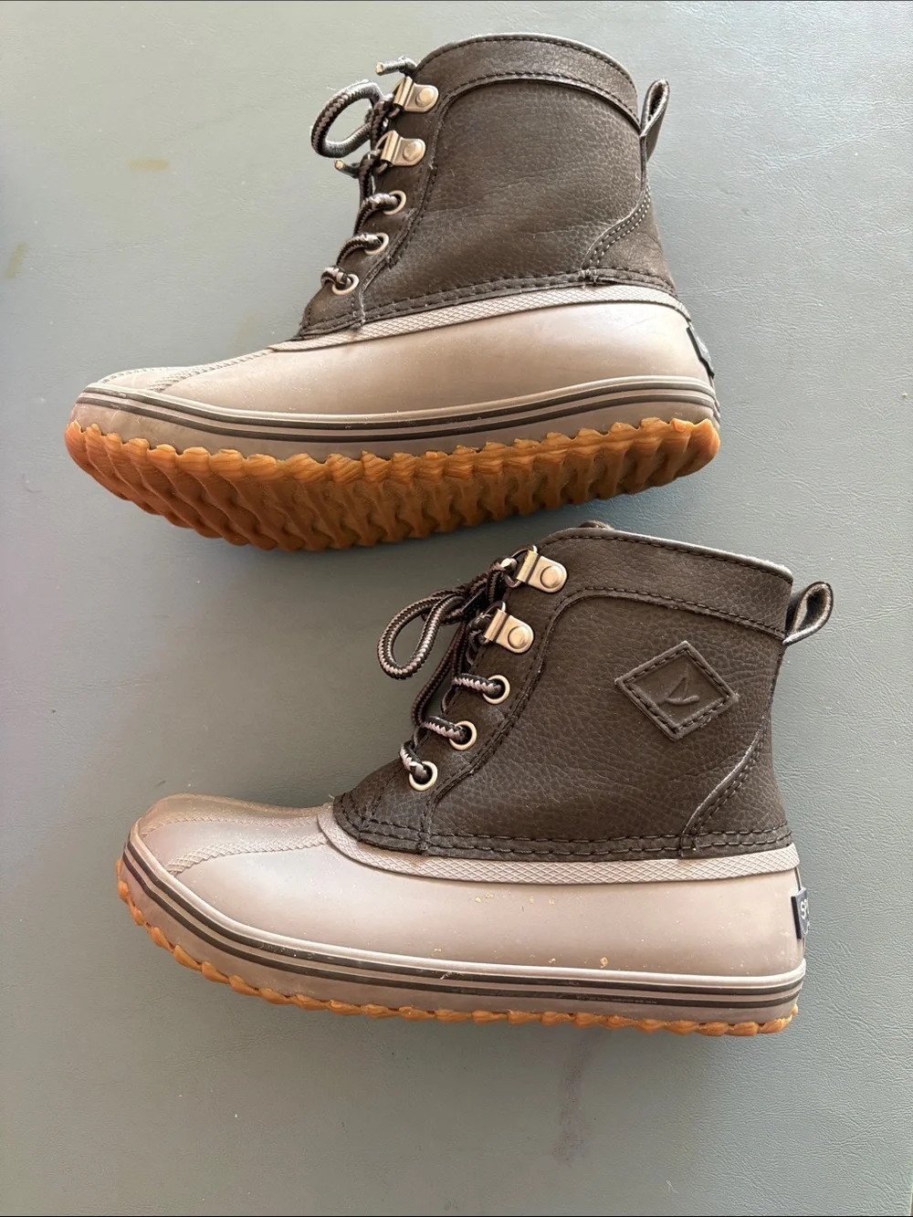Sperry Kids Two-Tone Brown & Grey Waterproof Duck Boots